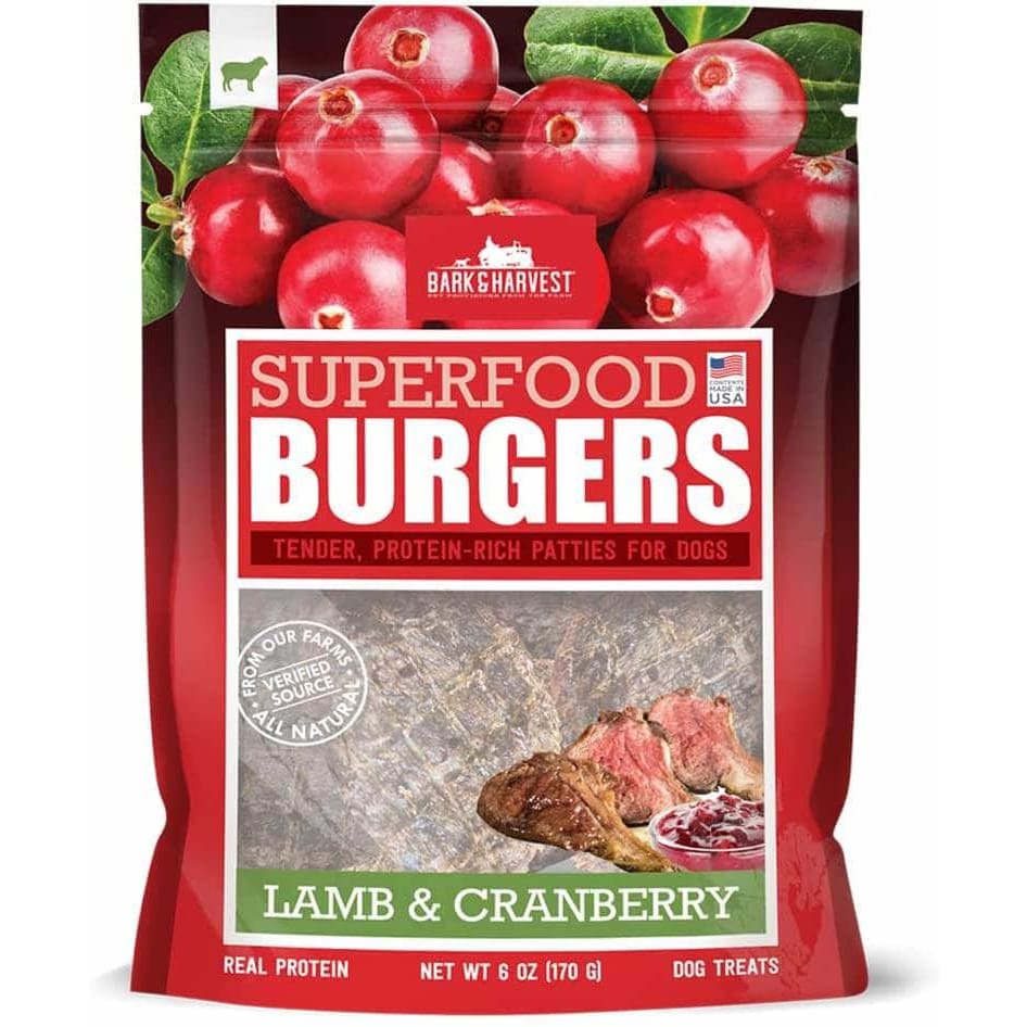 BARK AND HARVEST Pet > Dog Treats BARK AND HARVEST: Superfood Burgers Lamb & Cranberry, 6 oz
