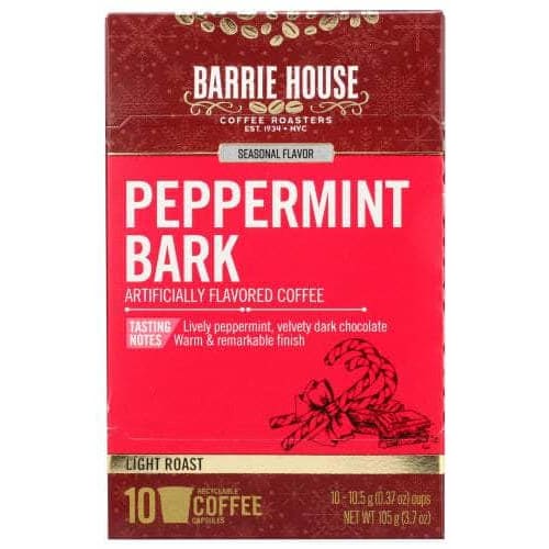 BARRIE HOUSE Grocery > Beverages > Coffee, Tea & Hot Cocoa BARRIE HOUSE: Peppermint Bark 10 Single Serve Capsules, 3.7 oz