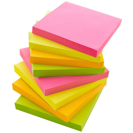 3X3In Neon Asst Stick On Notes 12Ct 100 Sheets/Pad (Pack of 6)
