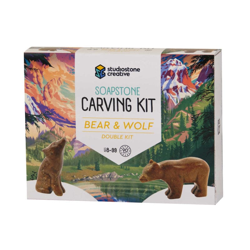 Bear & Wolf 2 Soapstone Carving Kit - Art & Craft Kits - Studiostone Creative Inc