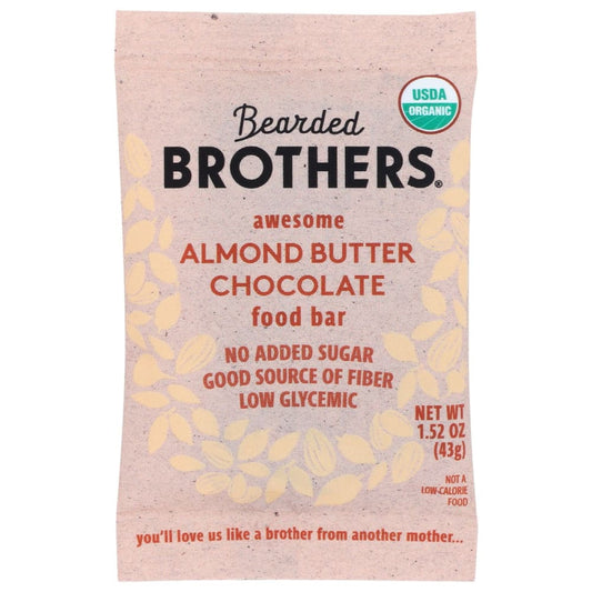 BEARDED BROTHERS: Almond Butter Chocolate Bar 1.52 oz (Pack of 6) - Nutritional Bars Drinks and Shakes - BEARDED BROTHERS