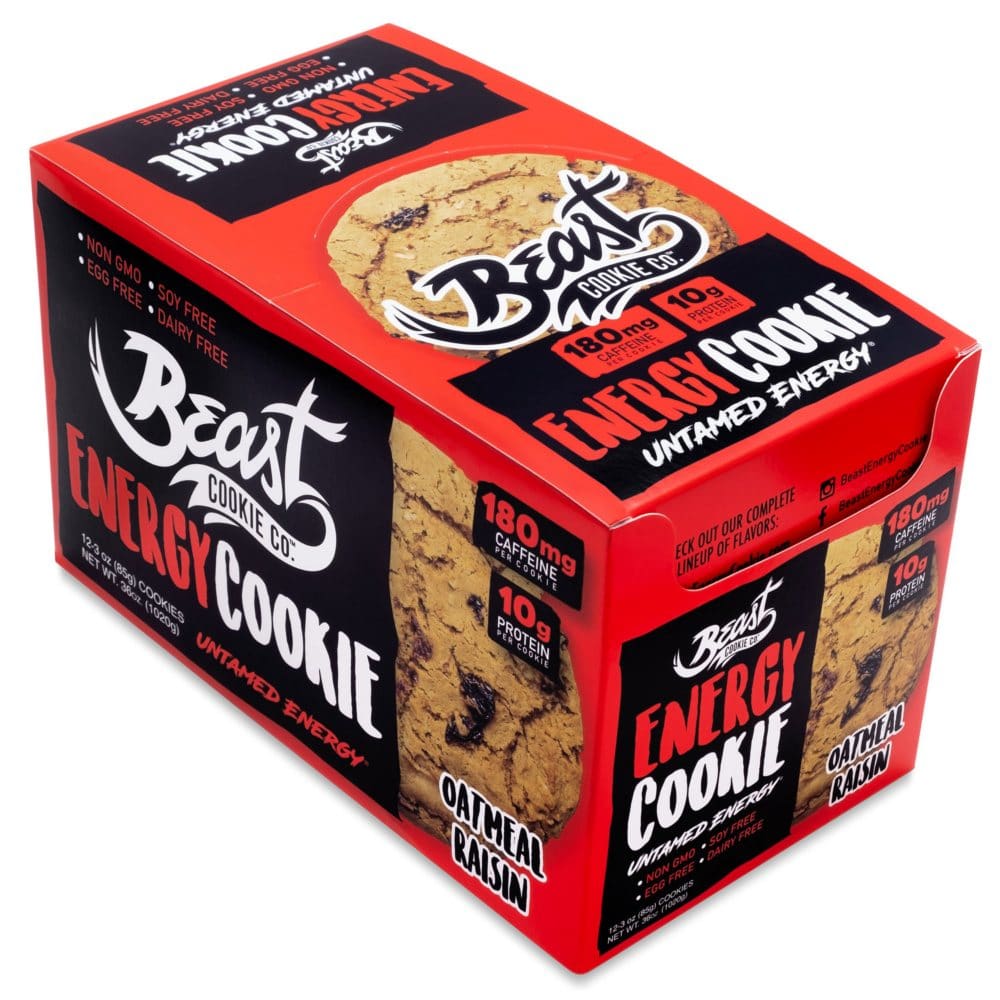 Beast Cookie Co. Energy Cookie Untamed Energy Oatmeal Raisin (12 ct.) - Protein & Fitness - Beast