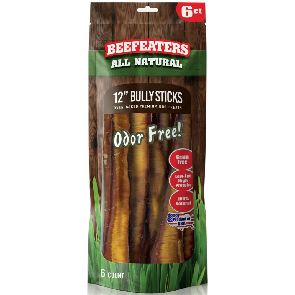Beefeaters No Odor Natural Bully Sticks 6 ct. - Beefeaters