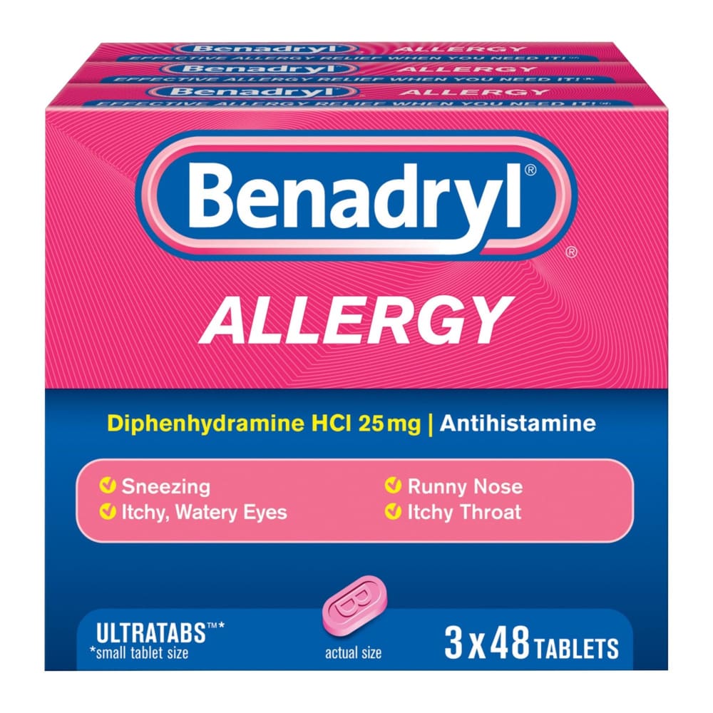 Benadryl Ultratab Antihistamine Allergy Medicine Tablets 3 pk./48 ct. - Benadryl