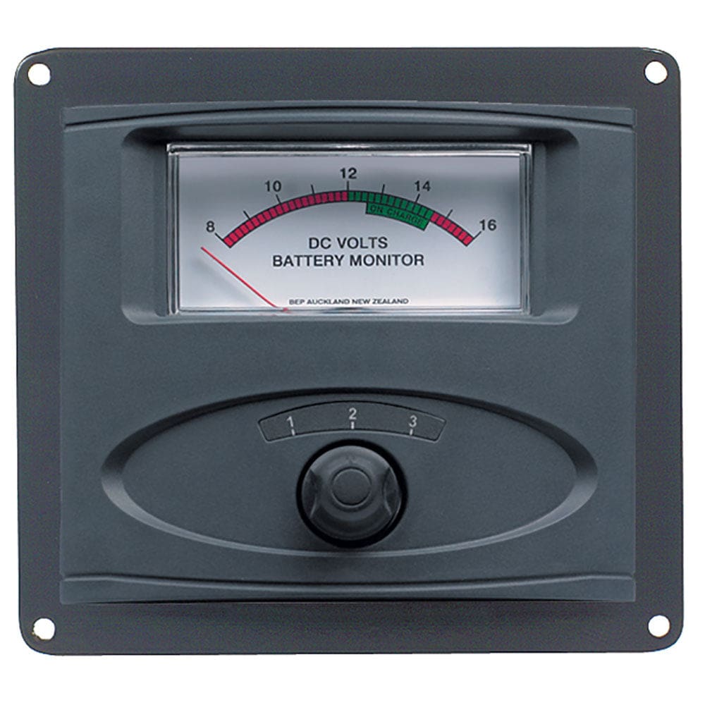 BEP 3 Input Panel Mounted Analog 12V Battery Condition Meter (Expanded Scale 8-16V DC Range) - Electrical | Electrical Panels - BEP Marine