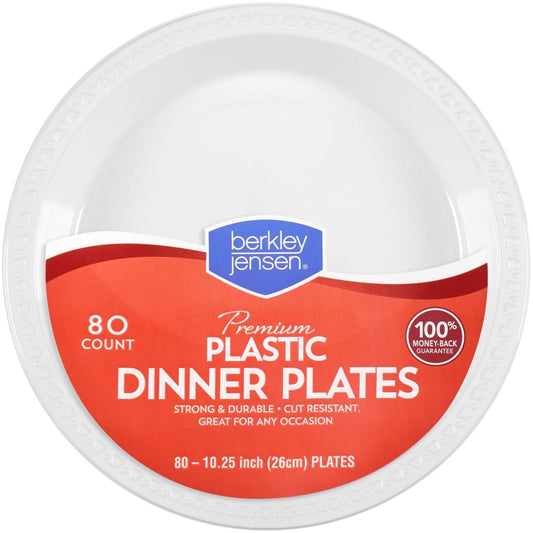Berkley Jensen 10 White Plastic Dinner Plates 80 ct. - Berkley Jensen