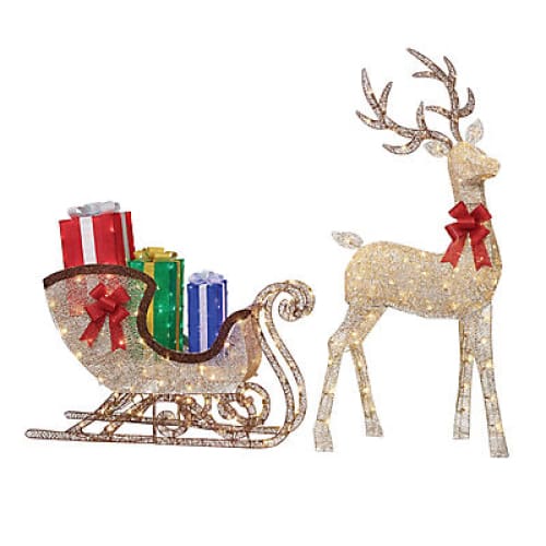 Berkley Jensen 2-Pc. LED Reindeer and Sleigh Set - Home/Seasonal/Holiday/Holiday Decor/Christmas Decor/ - ShelHealth