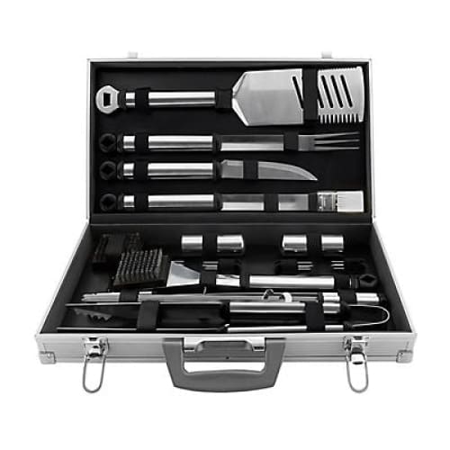 Berkley Jensen 21 Pc. Barbecue Tool Set with Aluminum Case - Silver - Home/Patio & Outdoor Living/Grilling/Barbecue Accessories/ - Berkley