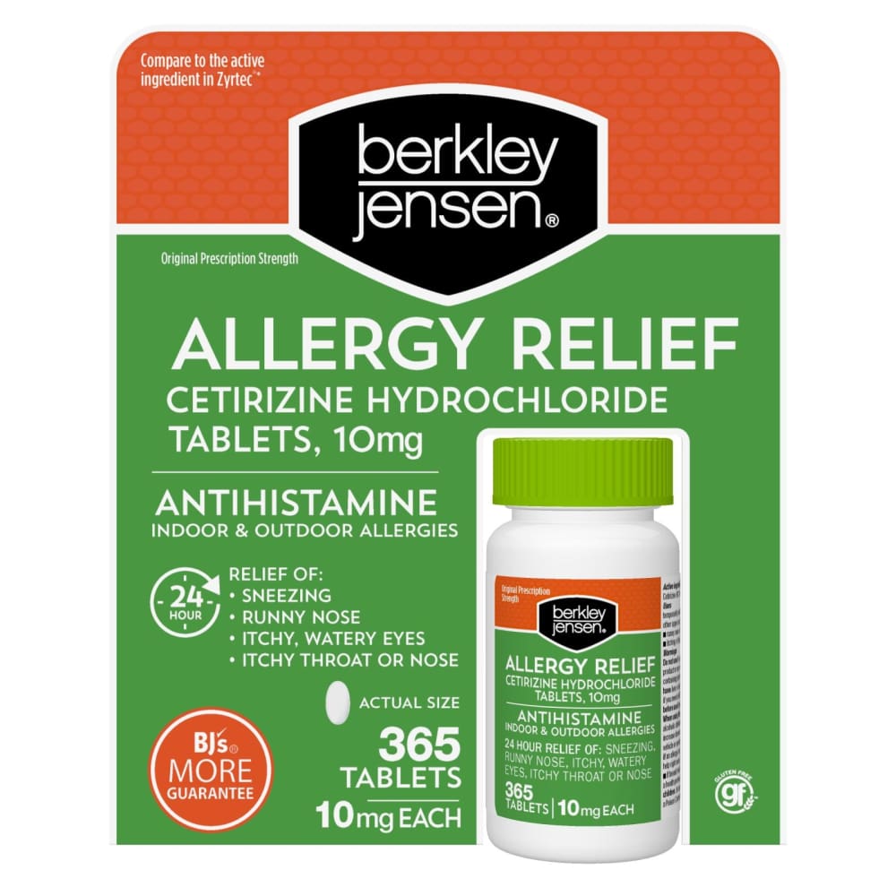 Berkley Jensen Allergy Relief 10mg Cetirizine Hydrochloride Tablets 365 ct. - Home/Health & Beauty/Medicine Cabinet/Allergy Relief/ -
