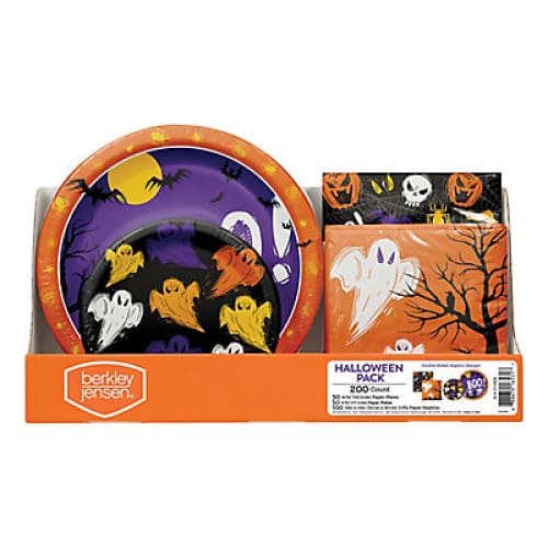 Berkley Jensen Halloween Party Pack with 10 and 7 Paper Plates and Napkins 200 ct. - Home/Seasonal/Halloween/Halloween Party Supplies &