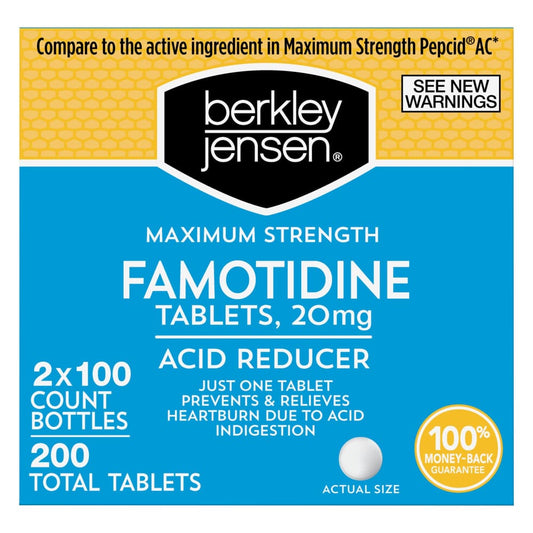 Berkley Jensen Maximum Strength Famotidine Tablets 200 ct. - Home/Health & Beauty/Medicine Cabinet/Berkley Jensen Medicine Cabinet/ -