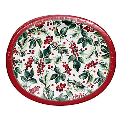 Berkley Jensen Merry Berry Holiday 10 x 12 Oval Platters 60 ct. - Home/Household Essentials/Paper & Plastic/Disposable Tableware/ - Berkley