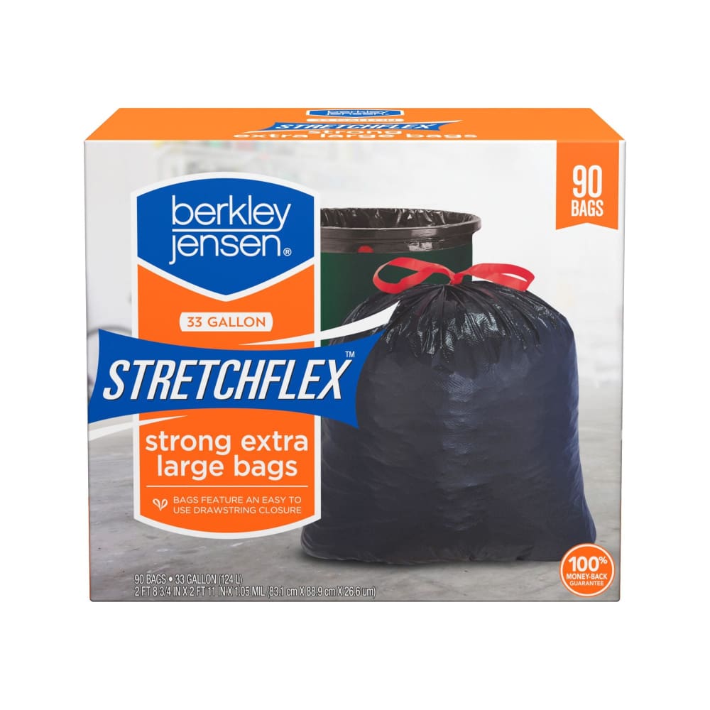 Berkley Jensen Stretchflex Drawstring Trash Bags 90 ct./33 gal. - Berkley