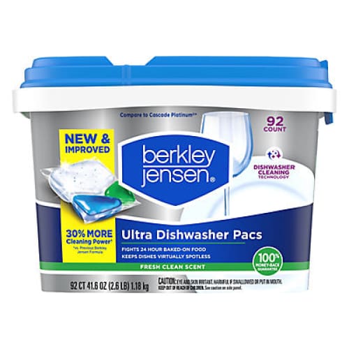 Berkley Jensen Ultra 4-in-1 Dishwasher Detergent Pacs 92 ct. - Fresh Clean Scent - Home/Household Essentials/New & Trending/ - Berkley