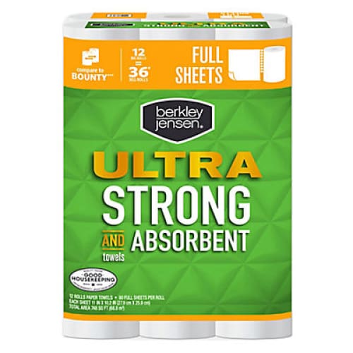 Berkley Jensen Ultra Full Sheet Paper Towels 12 ct./80 Sheets - Home/Seasonal/Thanksgiving/Thanksgiving Party Supplies & Cleanup/ - Berkley