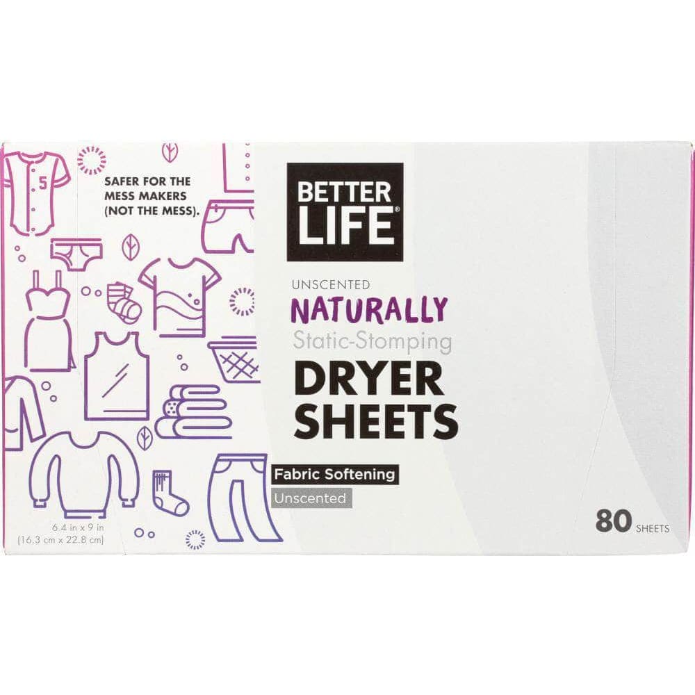 Better Life Better Life Naturally Static Stomping Unscented Dryer Sheets, 80 pc