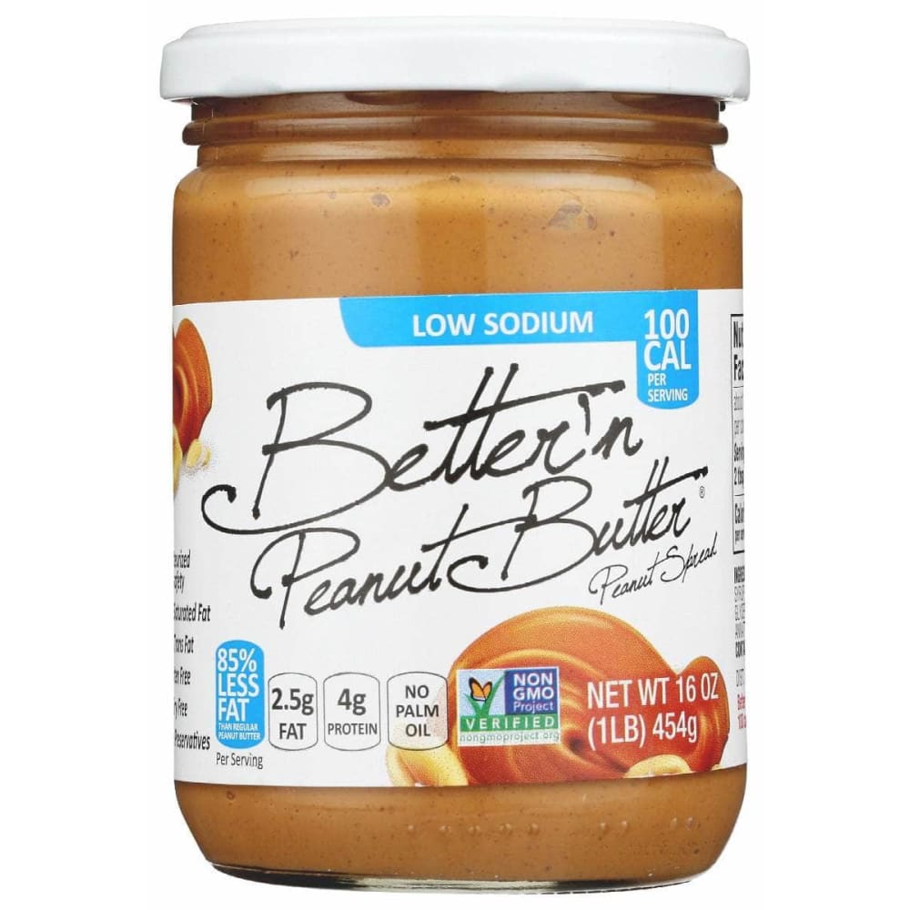 BETTER N PEANUT BUTTER Grocery > Dairy, Dairy Substitutes and Eggs > Butters > Peanut Butter BETTER N PEANUT BUTTER Peanut Spread Low Sodium, 16 oz
