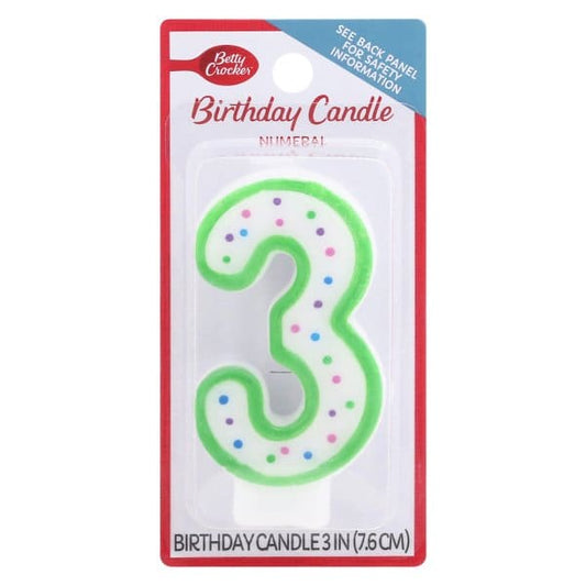 BETTY CROCKER: Birthday Candle Numeral 3 1 ea (Pack of 6) - General Merchandise > CANDLES - BETTY CROCKER