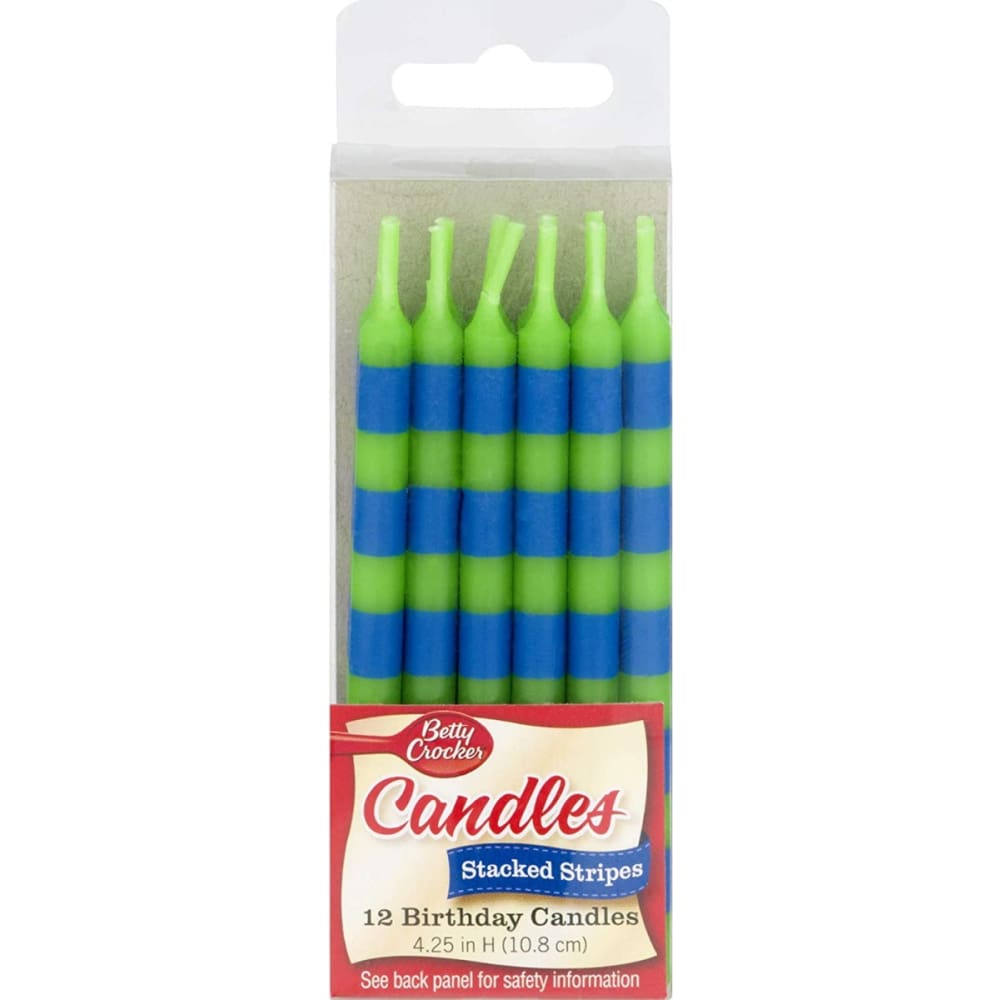 BETTY CROCKER: Candle Stacked Stripes 12 pc (Pack of 5) - BETTY CROCKER
