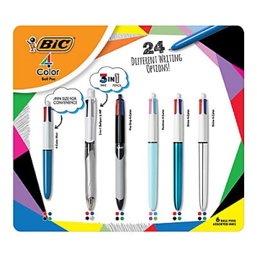 Bic 4-Color Retractable Ballpoint Pens 6 pk. - Assorted Colors - Home/Office & School Supplies/General Supplies/ - BIC