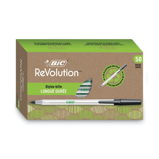 BIC Ecolutions Round Stic Ballpoint Pen 1mm Medium Black Ink 50ct. (Pack of 2) - Pens Pencils & Markers - BIC