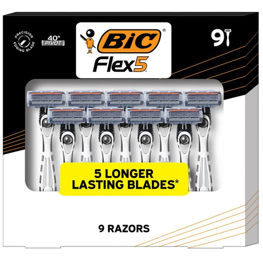 BIC Flex 5 Titanium-Coated Disposable Razor for Men (9 ct.) - Razors Shaving & Hair Removal - ShelHealth