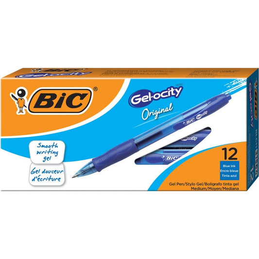BIC Gel-ocity Retractable Gel Pen Blue Ink (.7mm Medium 12ct.) (Pack of 2) - Pens Pencils & Markers - BIC
