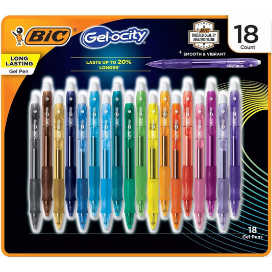 Bic Gel-ocity Retractable Gel Pen Medium Point 0.7mm Assorted Colors - 18 Ct - Pen & Pencil - Bic
