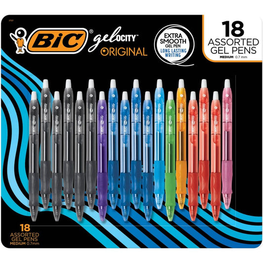 BIC Gel-ocity Retractable Gel Pen Medium Point (0.7mm) Various 18 Ct - BIC Back to School Essentials - BIC