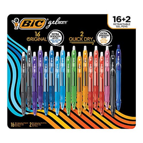 Bic Gel-ocity Retractable Gel Pens 18 ct. - Assorted Colors - Home/Office & School Supplies/General Supplies/ - BIC