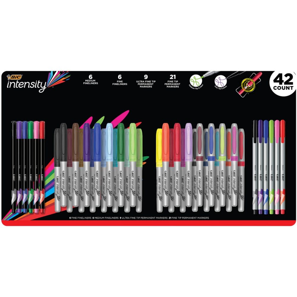 BIC Intensity Permanent Marker & Fineliner Kit Assorted Colors 42 ct - Arts & Crafts - ShelHealth
