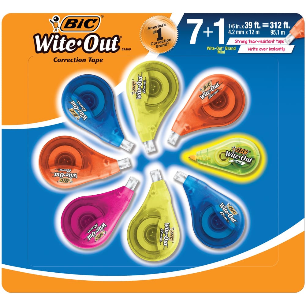 BIC Wite-Out EZ Correct Correction Tape 7 ct. + 1 Bonus BIC Wite-Out Mini Correction Tape - BIC