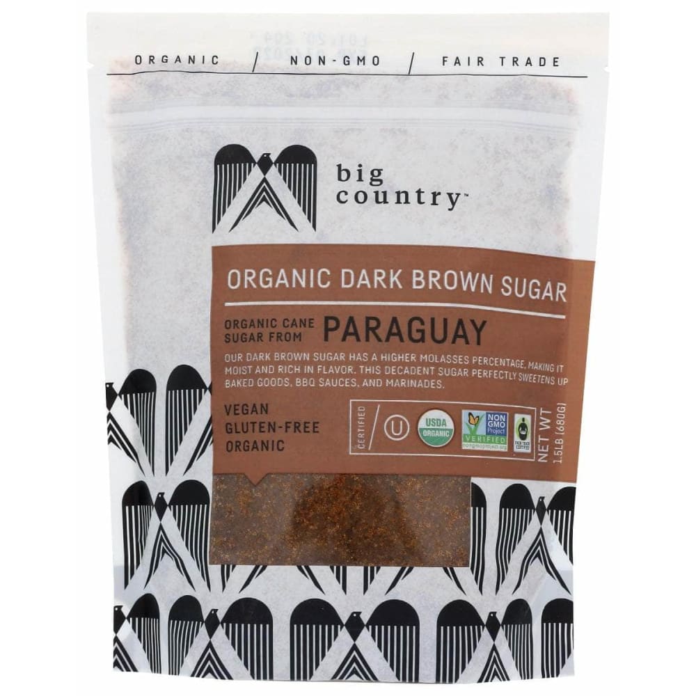 BIG COUNTRY FOODS Grocery > Cooking & Baking > Sugars & Sweeteners BIG COUNTRY FOODS: Brown Sugar Dark Org, 24 oz