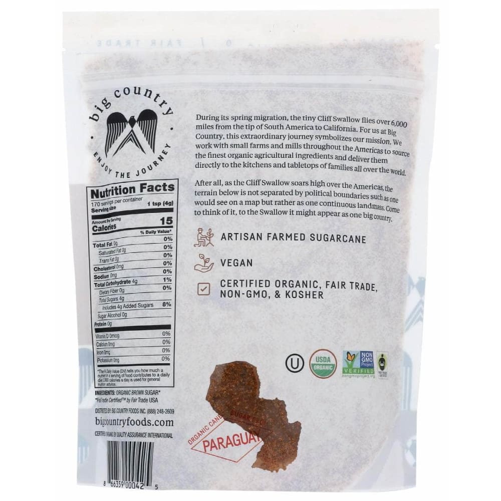 BIG COUNTRY FOODS Grocery > Cooking & Baking > Sugars & Sweeteners BIG COUNTRY FOODS: Brown Sugar Dark Org, 24 oz