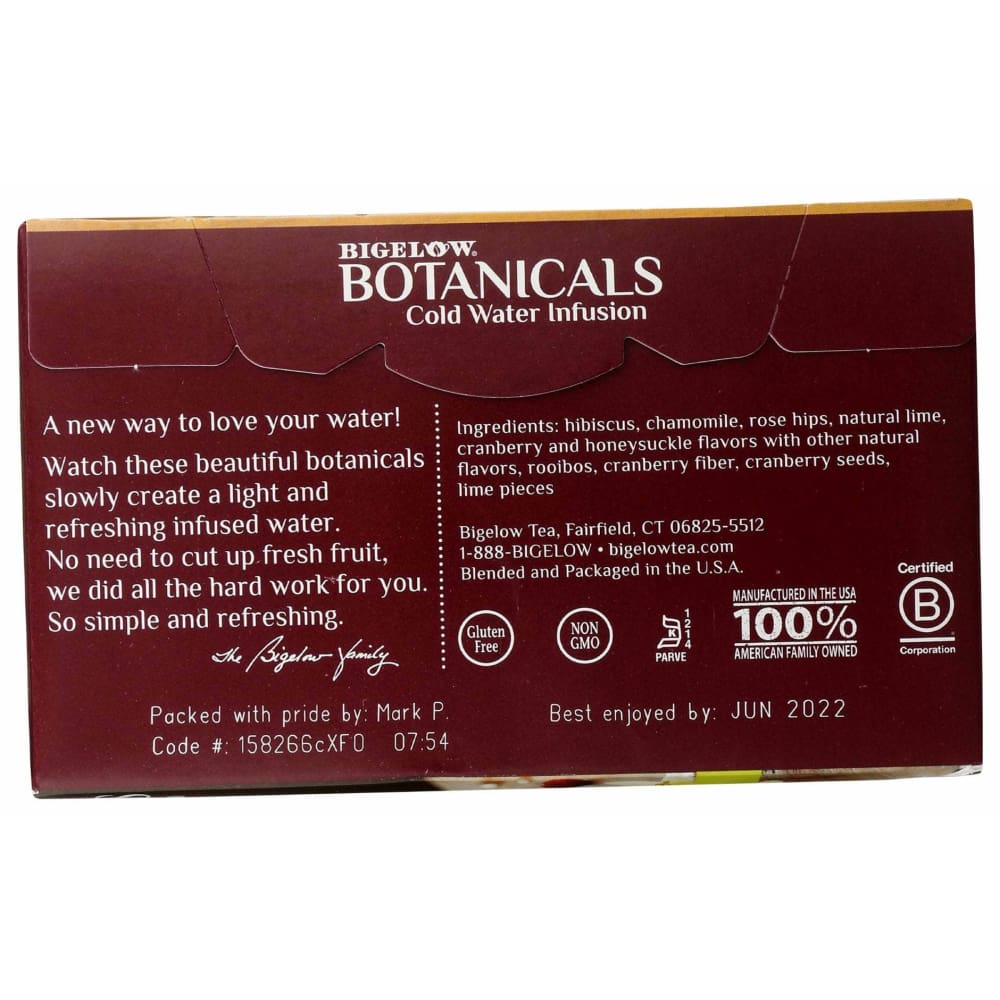 BIGELOW Grocery > Beverages > Coffee, Tea & Hot Cocoa BIGELOW: Cranberry Lime Honeysuckle 18 Teabags, 1.23 oz