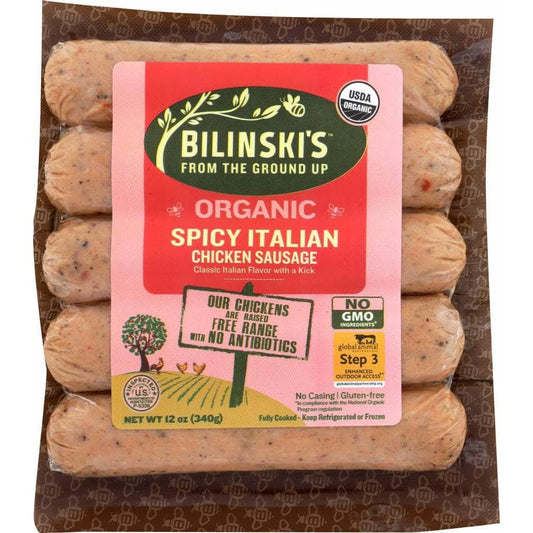 Bilinskis Bilinskis Chicken Sausage Spicy Italian Organic, 12 oz