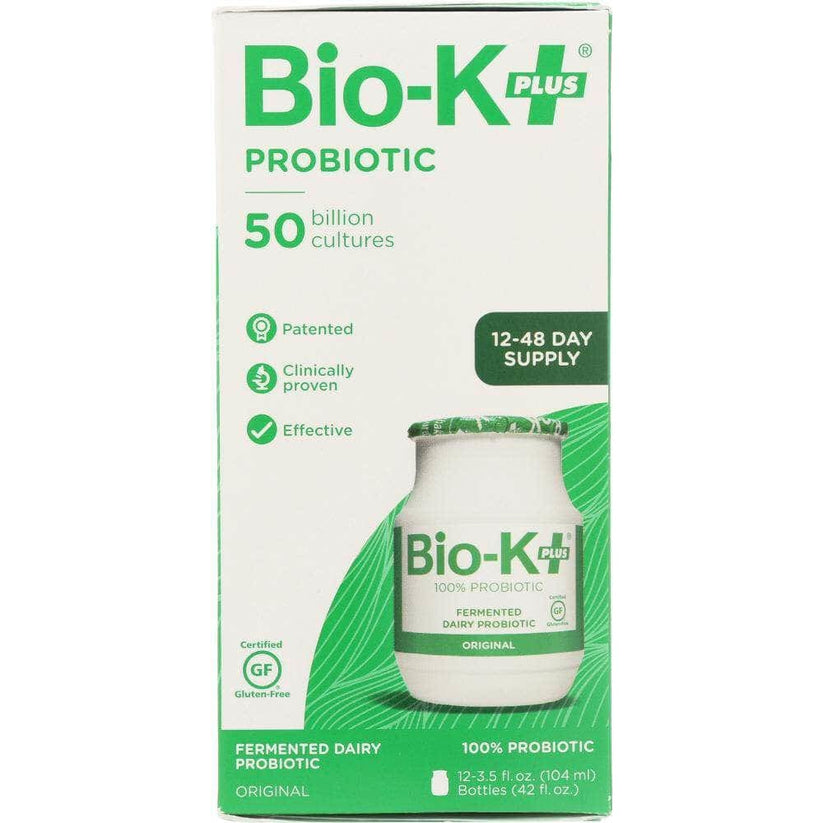 Bio K Plus Fermented Dairy Probiotic Original 12 Pack, 42 oz | ShelHealth