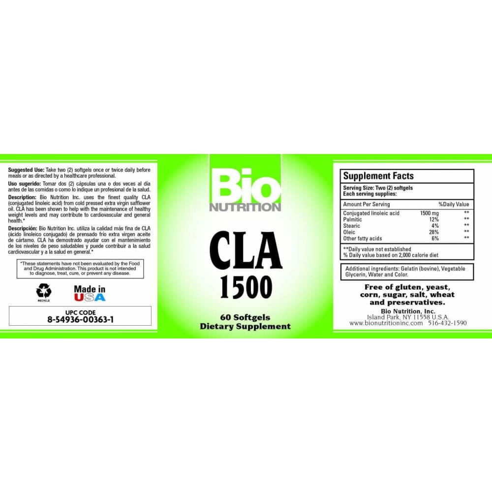 BIO NUTRITION Bio Nutrition Cla 1500, 60 Sg