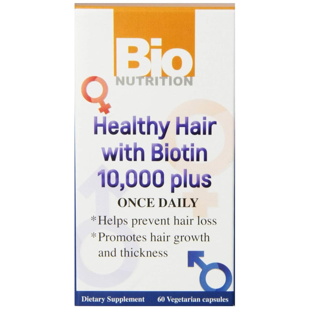 BIO NUTRITION Bio Nutrition Healthy Hair With Biotin 10000 Plus, 60 Vegetarian Capsules