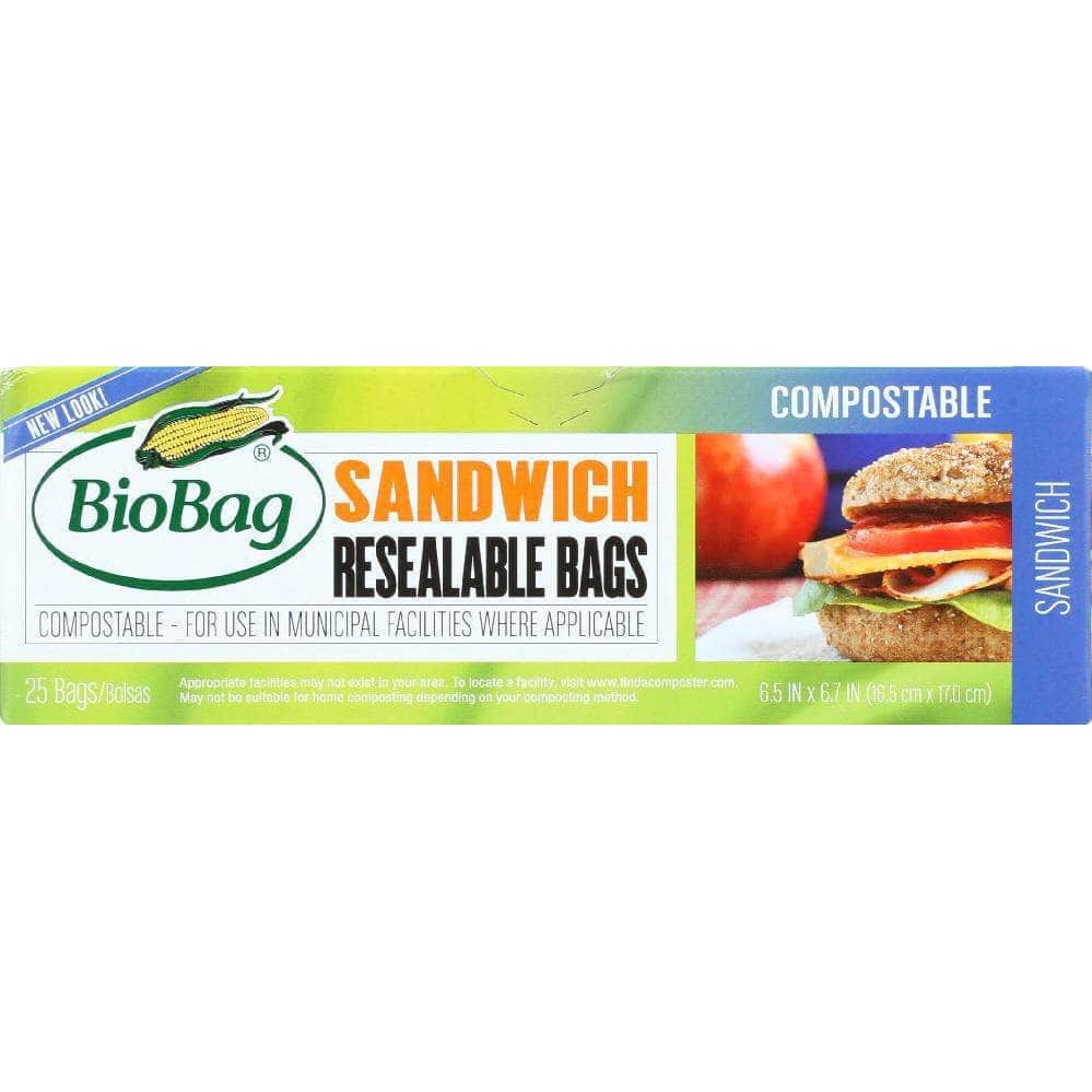 Biobag Biobag Resealable Sandwich Bags, 25 bg