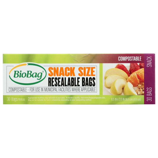 BIOBAG: Resealable Snack Bags 30 bg (Pack of 5) - General Merchandise > HOUSEHOLD PRODUCTS > FOOD STORAGE BAGS & WRAPS - BIOBAG