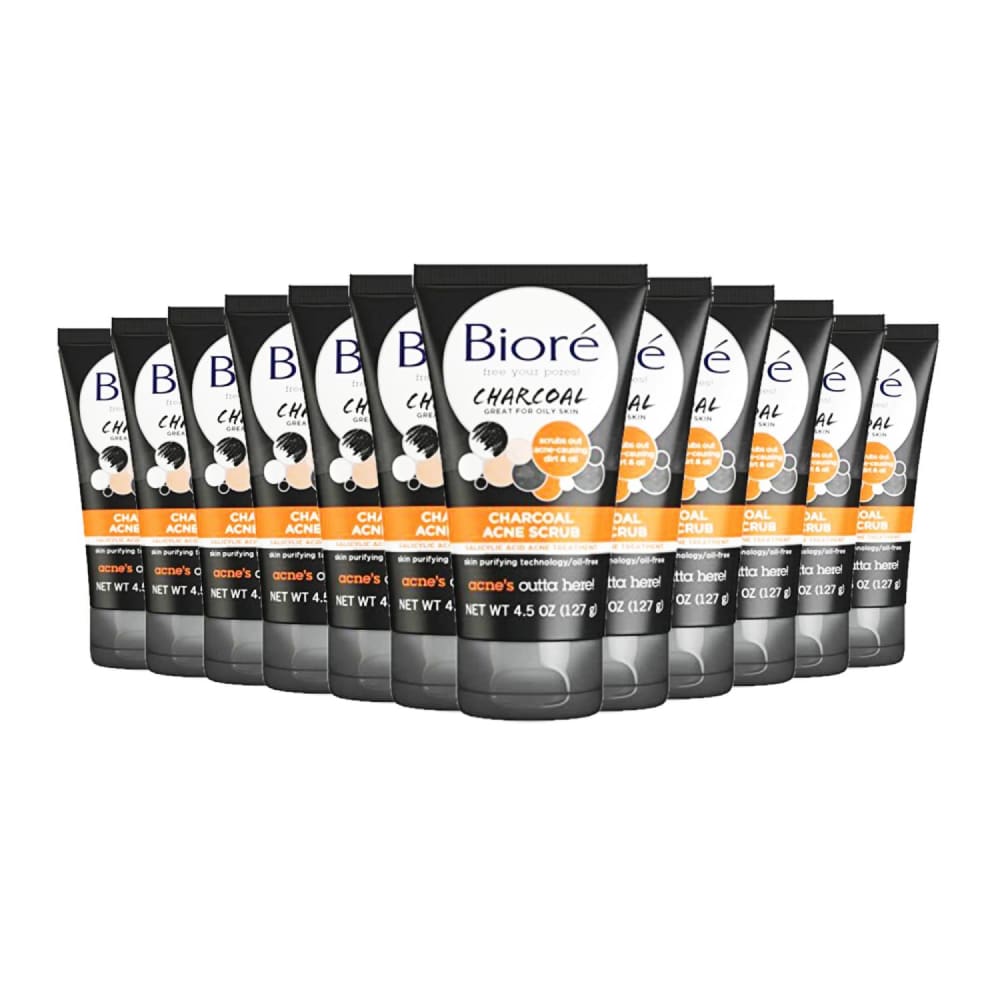 Biore Charcoal Acne Scrub 4.5 Oz- 12 Pack - Cleanser - Biore