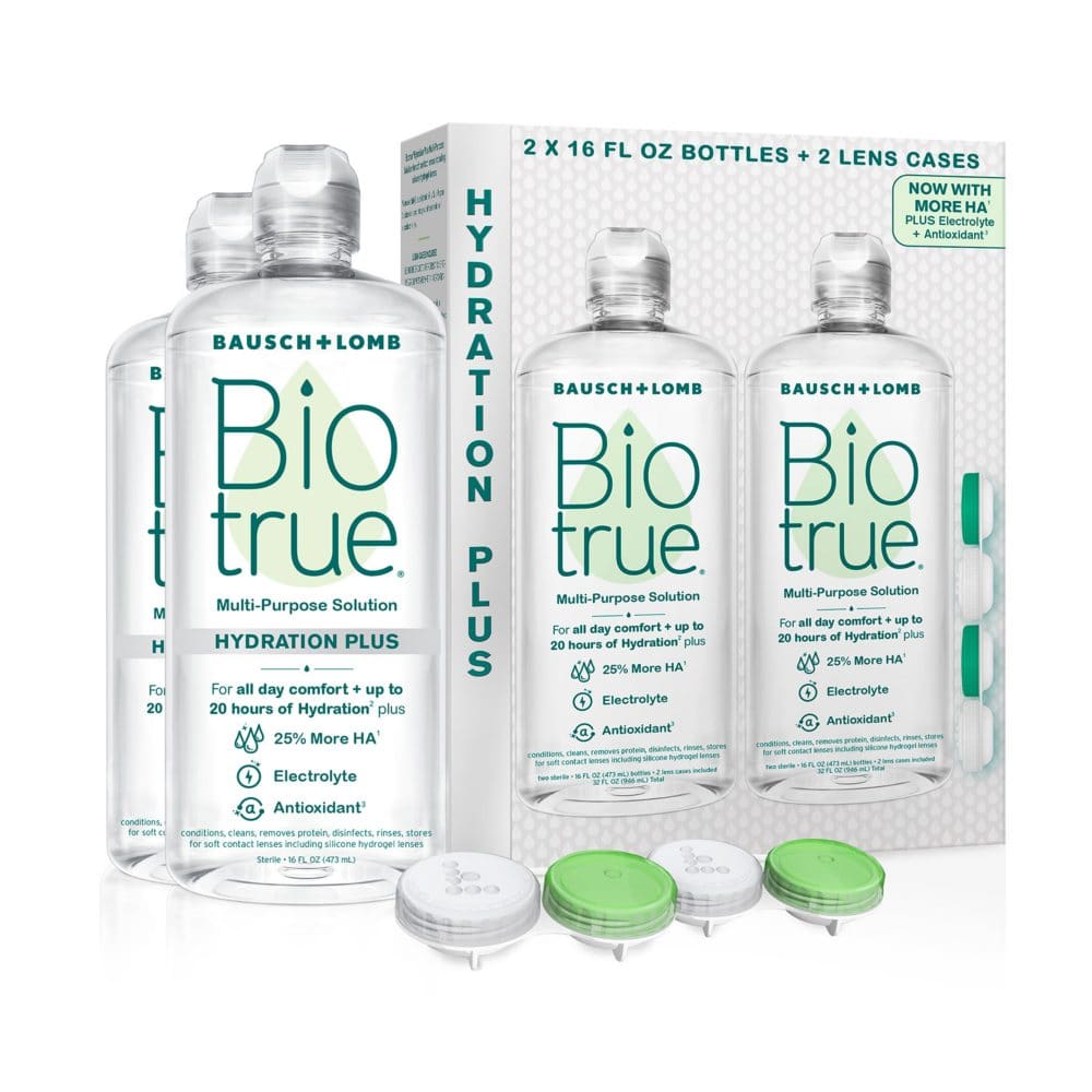 Biotrue Hydration Plus Contact Lens Solution Multi-Purpose Solution for Soft Contact Lenses (2pk. 16. fl. oz./pk.) - Contact Solution & Eye