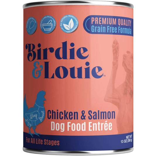 BIRDIE & LOUIE: Wet Dog Food Real Chicken and Salmon 13 oz (Pack of 5) - Pet > Dog > Dog Food - BIRDIE & LOUIE