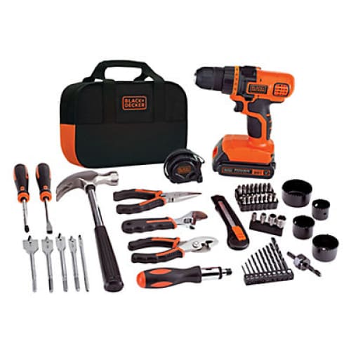 Black + Decker 68 pc. 20V Drill And Home Tool Kit - Home/Home/Home Improvement/Hand & Power Tools/ - Black + Decker