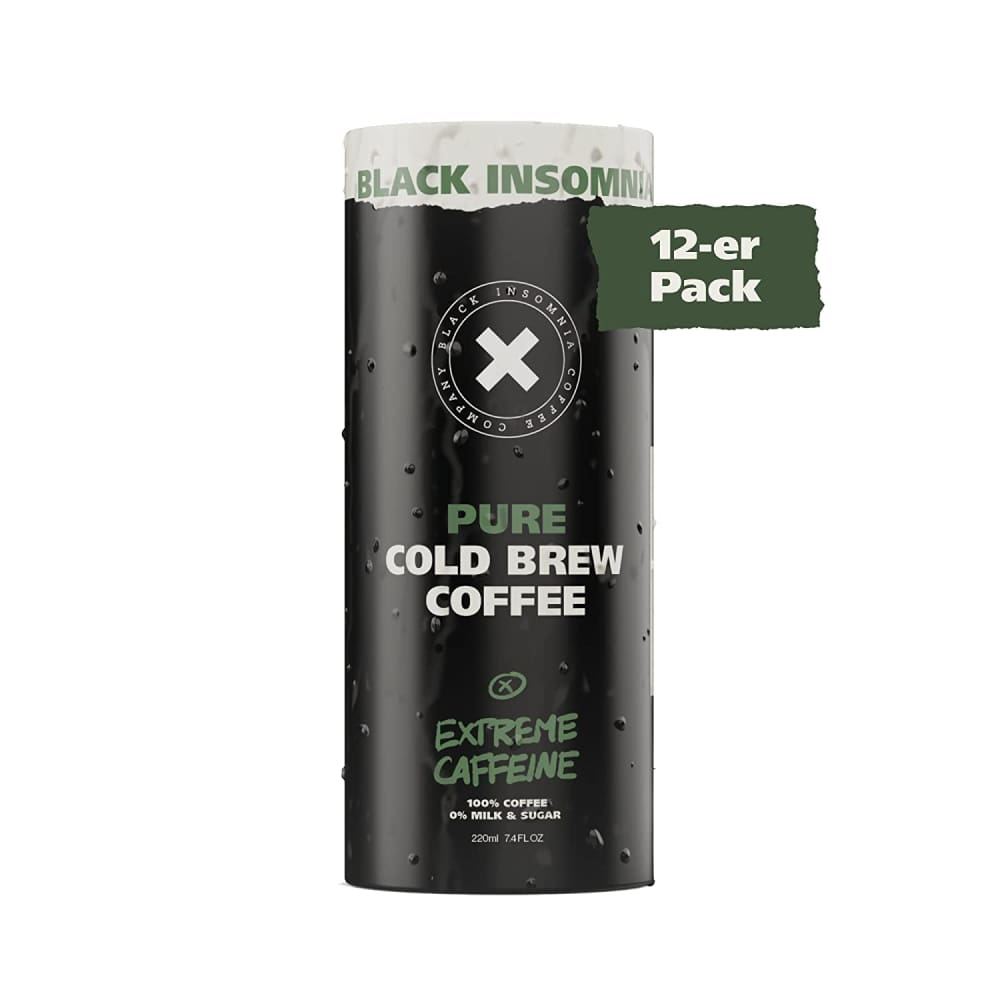 Black Insomnia Coffee Extreme Caffeine Ready To Drink Pure Cold Brew - 12 Count - Coffee Tea & Hot Cocoa - ShelHealth