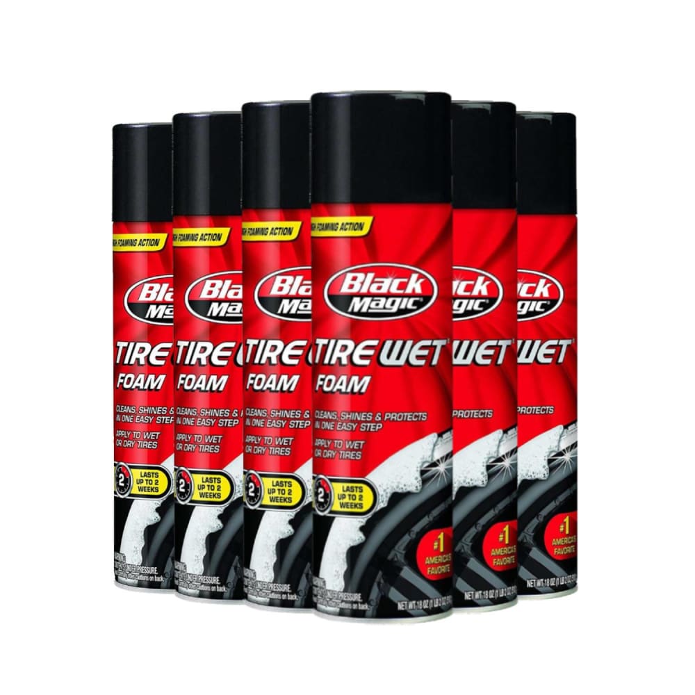 Black Magic Tire Wet Foam,Cleans Shines And Protects - 18 oz- 6 Pack - Cleaning Supplies - Black Magic
