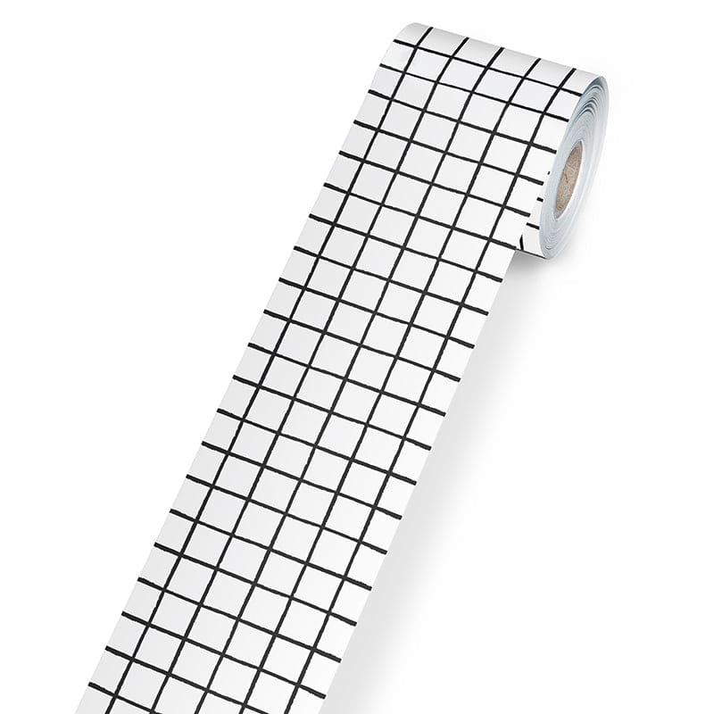 Black & White Grid Rolled Border Straight Happily Ever Elementary (Pack of 6) - Border/Trimmer - Carson Dellosa Education