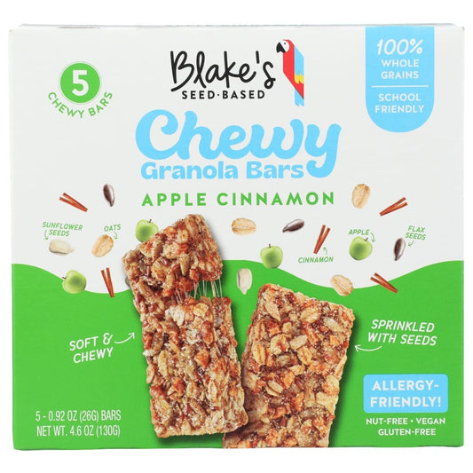 BLAKES SEED BASED: Apple Cinnamon Chewy Granola Bars 4.6 oz (Pack of 5) - Grocery > Snacks > Cookies > Bars Granola & Snack - BLAKES SEED