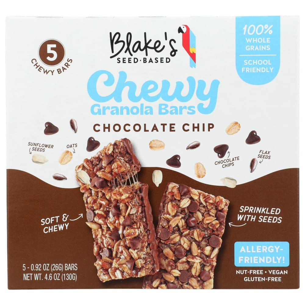BLAKES SEED BASED: Chocolate Chip Chewy Granola Bars 4.6 oz (Pack of 4) - Grocery > Snacks > Cookies > Bars Granola & Snack - BLAKES SEED